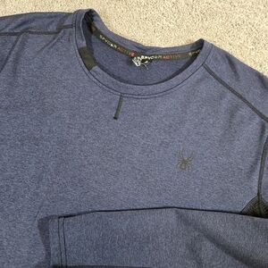 Spyder ProWeb Active Shirt Mens Large Blue Crew Neck‎ Long Sleeve Pullover Base